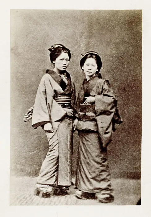 Framed Print : Early Japanese portrait: two young women Framed Print : Early Japanese portrait: two young women