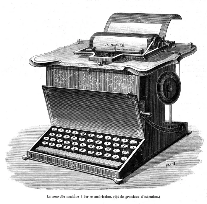 Framed Print : Early model of a Remington typewriter Framed Print : Early model of a Remington typewriter