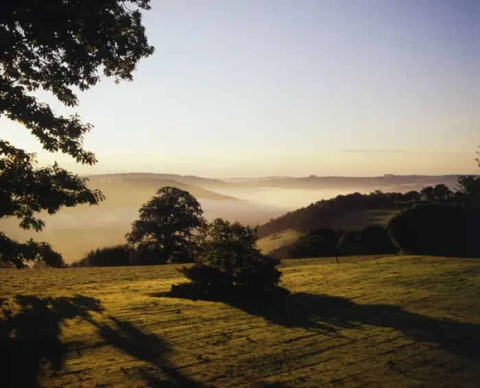 Framed Print : Early morning mist, Tamar Valley, Cornwall Framed Print : Early morning mist, Tamar Valley, Cornwall