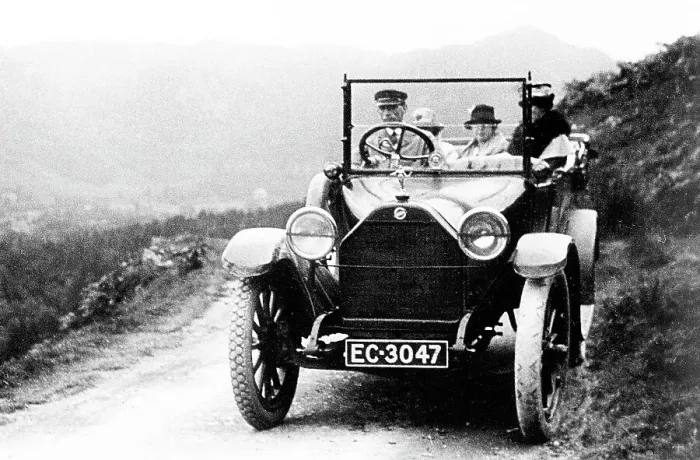 Framed Print : Early motor car with chauffeur Framed Print : Early motor car with chauffeur