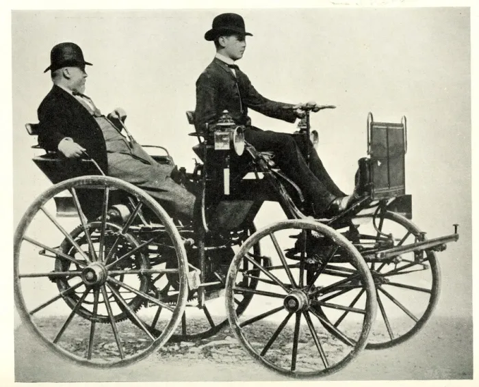 Framed Print : Early Motor Cars - First Daimler Car, 1886 Framed Print : Early Motor Cars - First Daimler Car, 1886