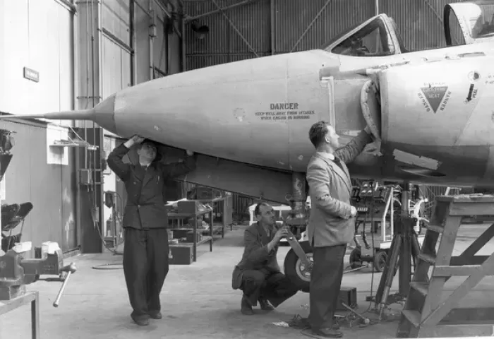 Framed Print : An early Supermarine Swift on the production line Framed Print : An early Supermarine Swift on the production line