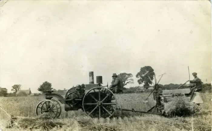 Framed Print : Very Early Tractor & Harvester, Unknown Location Framed Print : Very Early Tractor & Harvester, Unknown Location