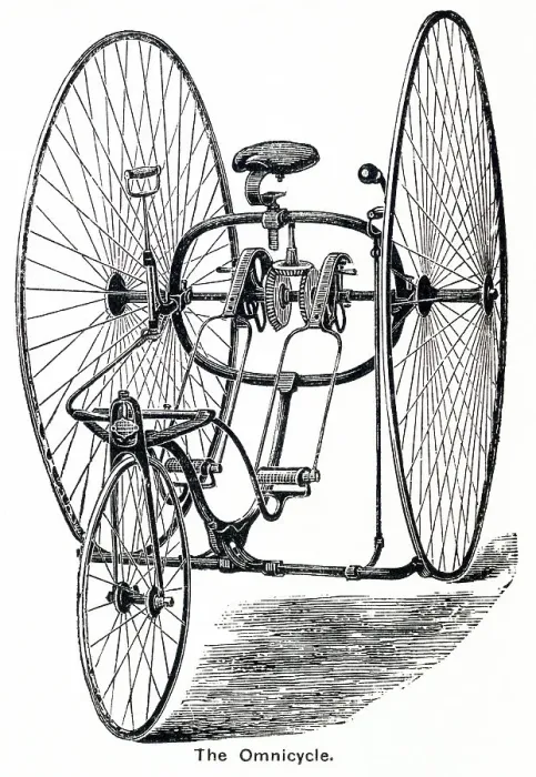 Framed Print : Early tricycle, the omnicycle. Date: 1881 Framed Print : Early tricycle, the omnicycle. Date: 1881