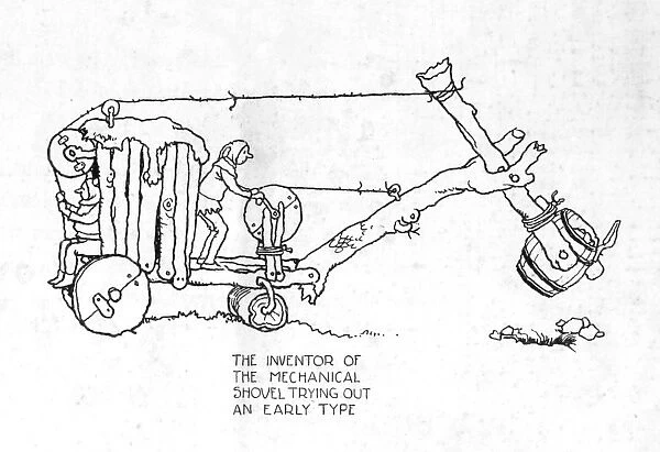 Early type of mechanical shovel by Heath Robinson