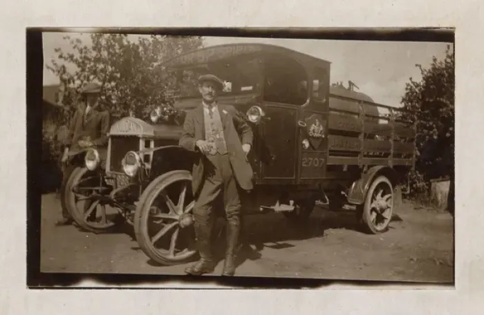 Framed Print : Early Vulcan Petrol Tanker supplying BP motor fuel