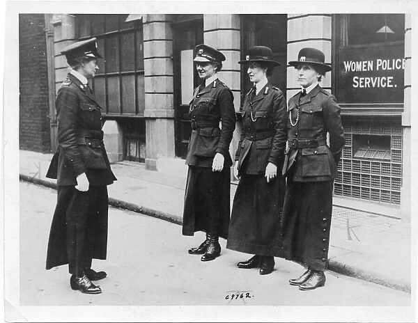 Four early women police officers in uniform, WW1