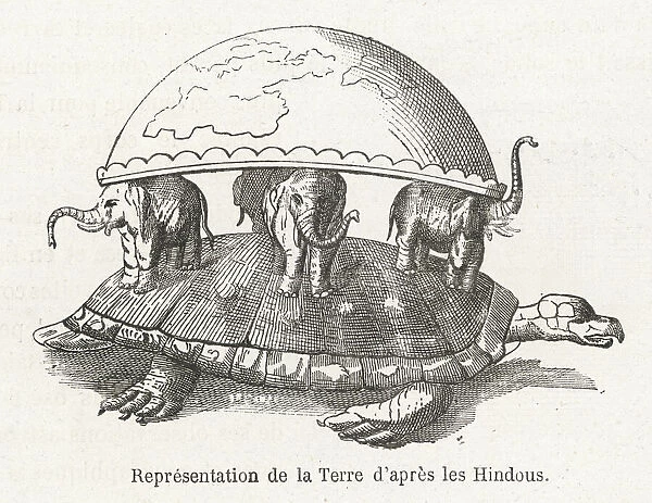 The Earth. According to Hindu belief, the Earth is supported on elephants