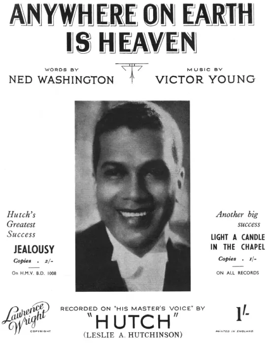 Framed Print : Anywhere on earth is heaven by Hutch - Music Sheet Cover Framed Print : Anywhere on earth is heaven by Hutch - Music Sheet Cover