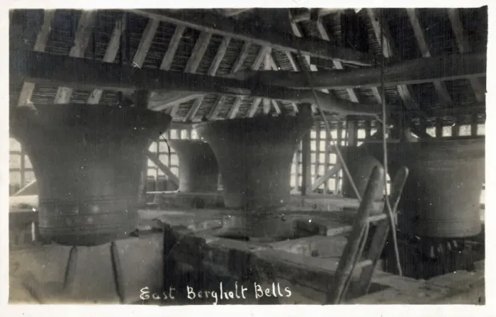 Framed Print : East Bergholts unique 16th century Bell Cage and bells Framed Print : East Bergholts unique 16th century Bell Cage and bells