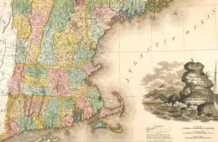 Framed Print : East Coast Map 1823 Date: 1823 Framed Print : East Coast Map 1823 Date: 1823