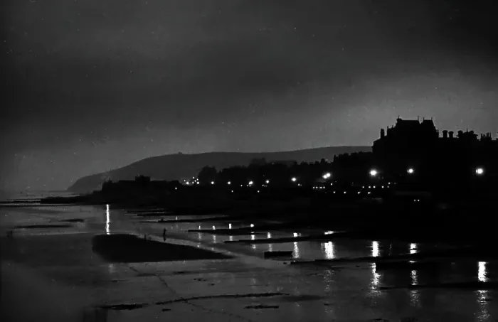 Framed Print : Eastbourne Promenade at night, probably 1920s Framed Print : Eastbourne Promenade at night, probably 1920s
