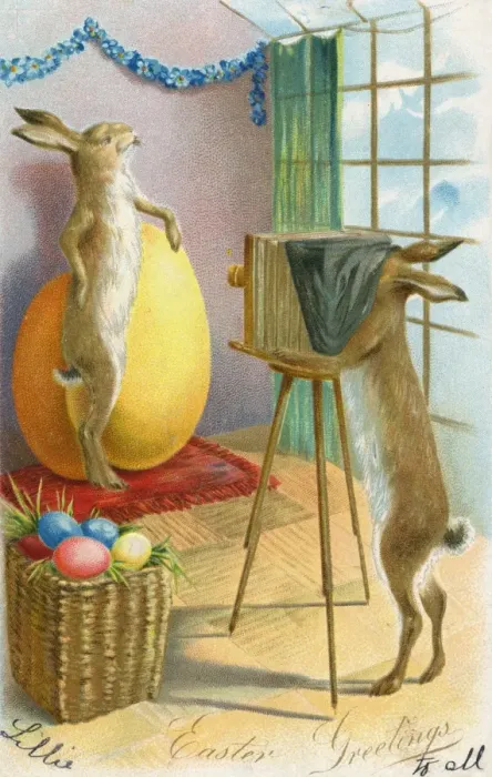 Framed Print : Easter Bunny posing with large egg for a photograph Framed Print : Easter Bunny posing with large egg for a photograph