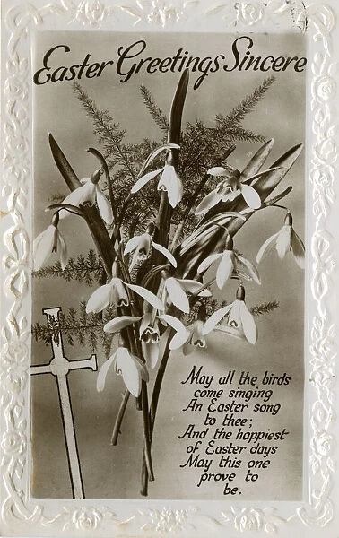 Easter postcard with snowdrops and verse