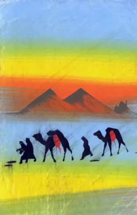 Framed Print : Eastern scene - Camels led past the Pyramids Framed Print : Eastern scene - Camels led past the Pyramids