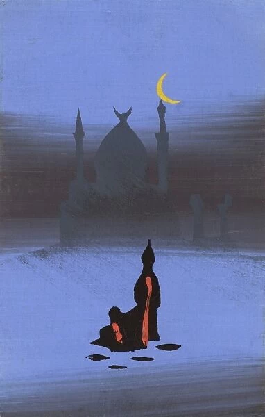 Eastern scene - Egyptian Mosque in moonlight