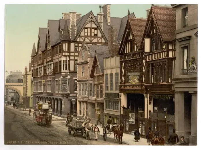 Framed Print : Eastgate Street and Newgate Street, Chester, England Framed Print : Eastgate Street and Newgate Street, Chester, England