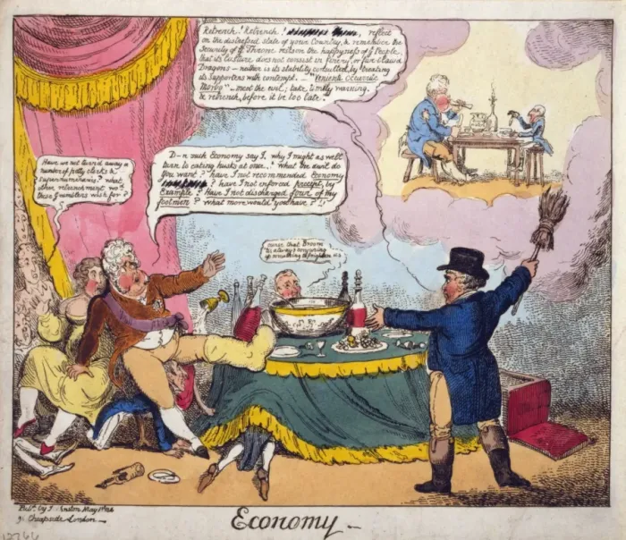 Framed Print : Economy. Brougham, in the guise of John Bull, appears to the Regent Framed Print : Economy. Brougham, in the guise of John Bull, appears to the Regent