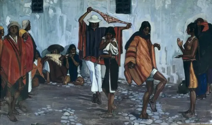 Framed Print : Ecuador. Indigenous painting. Dancec. ECUADOR Framed Print : Ecuador. Indigenous painting. Dancec. ECUADOR