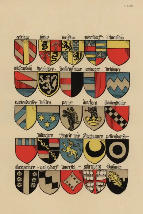 Framed Print : Ecus or blazons of the German nobility, 15th century Framed Print : Ecus or blazons of the German nobility, 15th century
