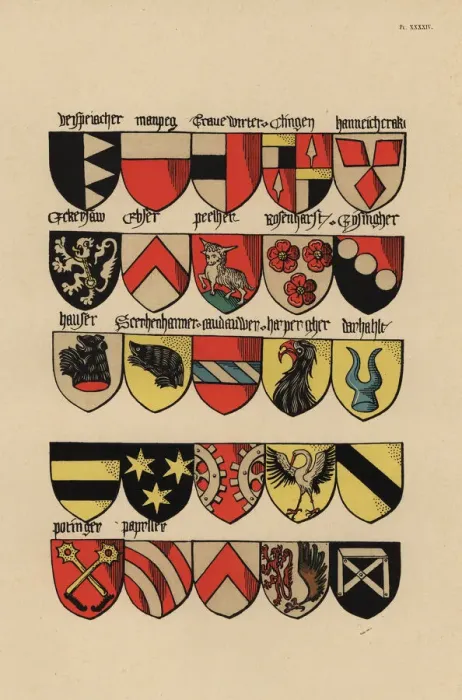 Framed Print : Ecus or blazons of the German nobility, 15th century Framed Print : Ecus or blazons of the German nobility, 15th century