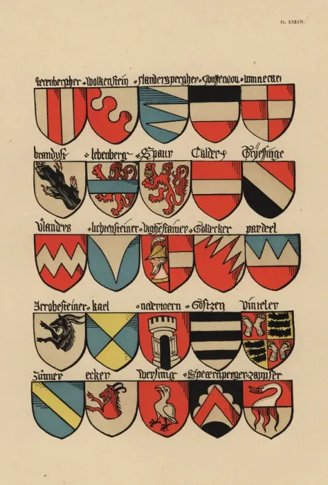Framed Print : Ecus or blazons of the German nobility, 15th century Framed Print : Ecus or blazons of the German nobility, 15th century