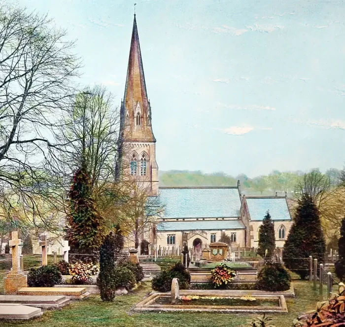 Framed Print : Edensor Church, Victorian period Framed Print : Edensor Church, Victorian period