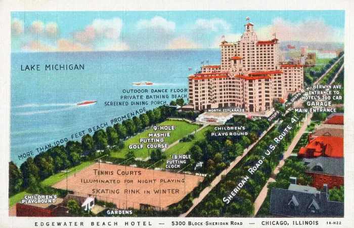 Framed Print : Edgewater Beach Hotel - Chicago, Illinois, USA Framed Print : Edgewater Beach Hotel - Chicago, Illinois, USA