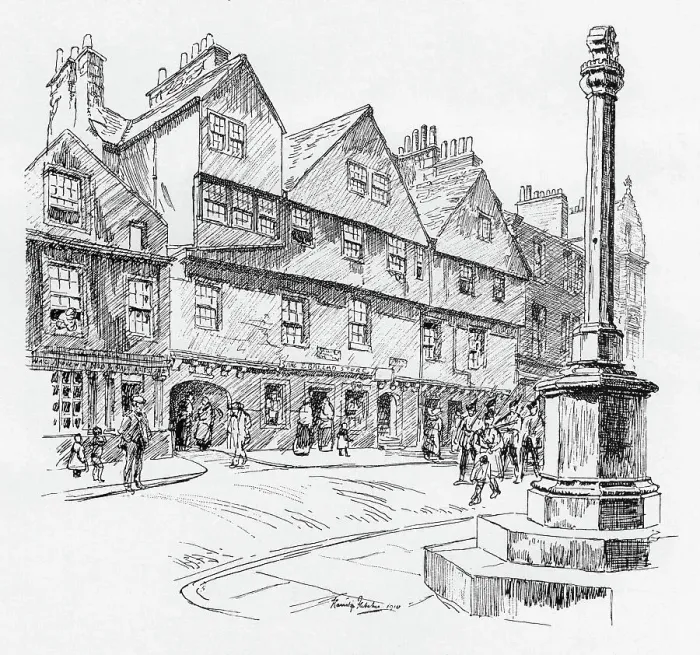 Framed Print : Edinburgh - Illustration of Bakehouse Close, Edinburgh Framed Print : Edinburgh - Illustration of Bakehouse Close, Edinburgh