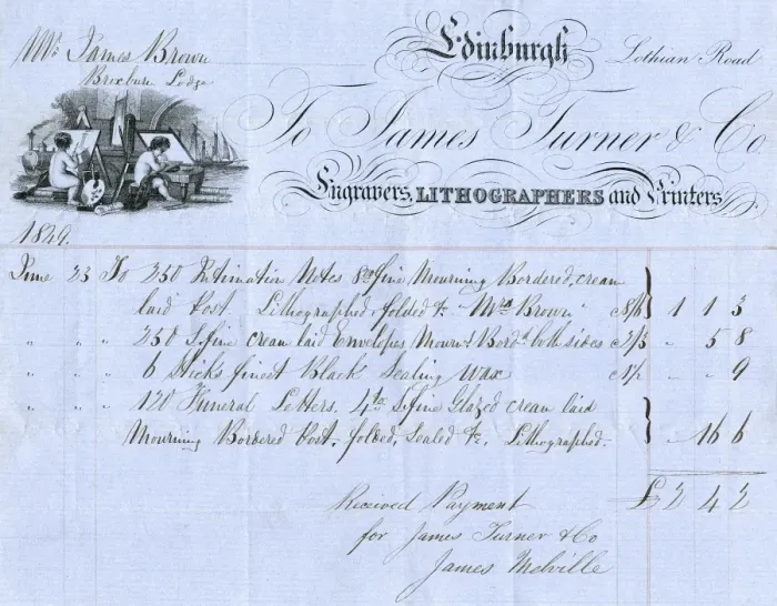 Framed Print : Edinburgh engravers receipt, 1849 Framed Print : Edinburgh engravers receipt, 1849