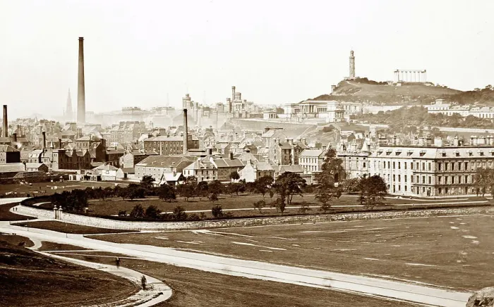 Framed Print : Edinburgh from St. Anthony's Chapel, Victorian period Framed Print : Edinburgh from St. Anthony's Chapel, Victorian period