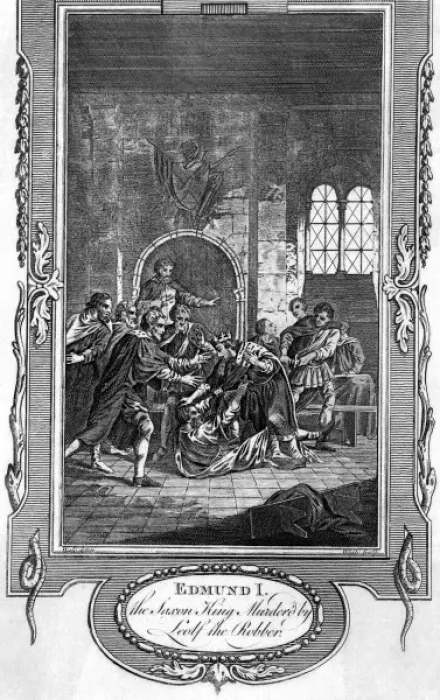 Framed Print : Edmund I murdered by Leofa Framed Print : Edmund I murdered by Leofa