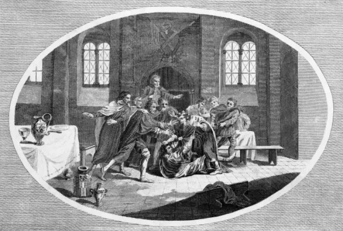 Framed Print : Edmund I stabbed by Leofa Framed Print : Edmund I stabbed by Leofa