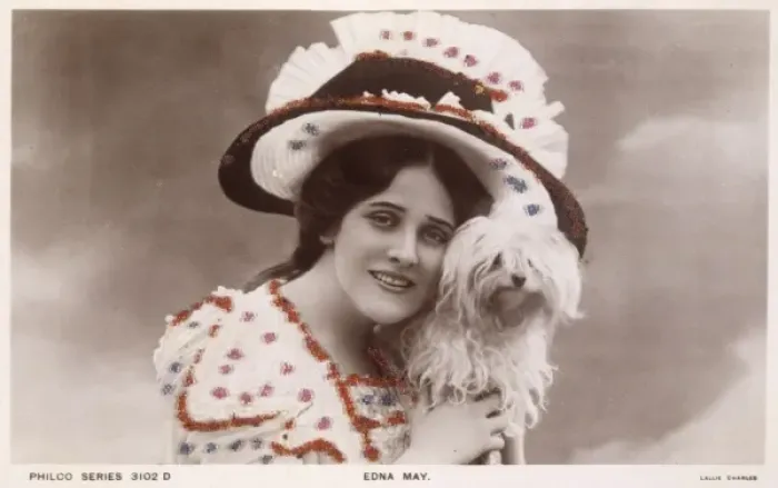 Framed Print : Edna May / Dog / Postcard Framed Print : Edna May / Dog / Postcard