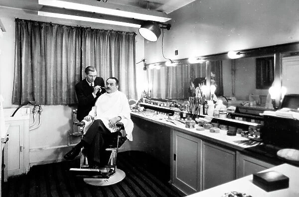 Edward G Robinson in make-up at Ealing Studios 1940s