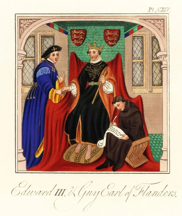 Framed Print : Edward I forming an alliance with Guy, Earl of Flanders, 1294 Framed Print : Edward I forming an alliance with Guy, Earl of Flanders, 1294