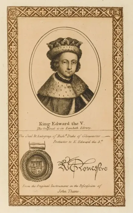 Framed Print : EDWARD V with his autograph Framed Print : EDWARD V with his autograph