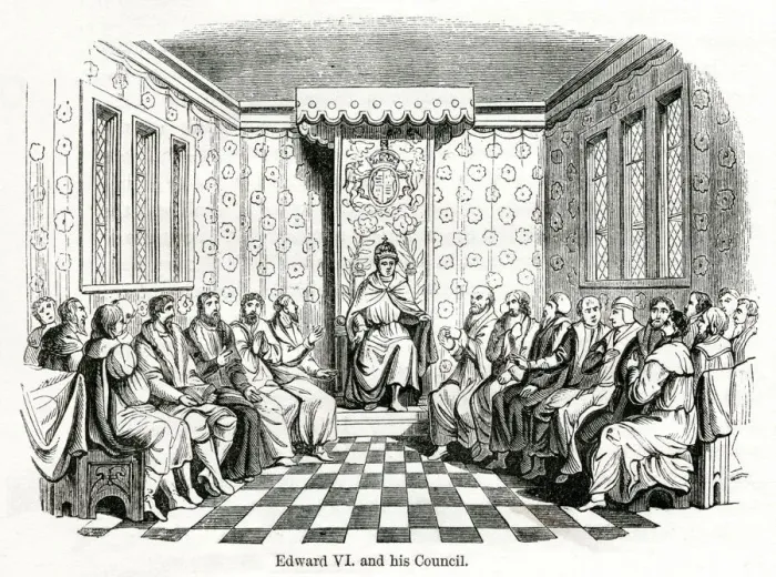 Framed Print : Edward VI and his council 1551 Framed Print : Edward VI and his council 1551