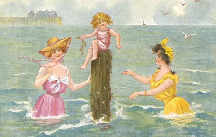 Framed Print : Edwardian Bathing Framed Print : Edwardian Bathing