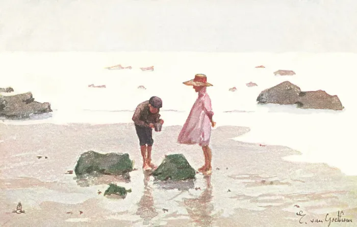 Framed Print : Edwardian Beach Scene Framed Print : Edwardian Beach Scene