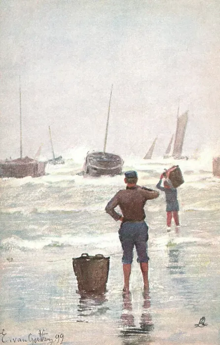 Framed Print : Edwardian Beach Scene Framed Print : Edwardian Beach Scene