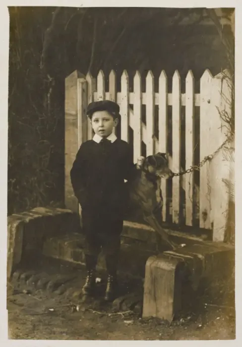Framed Print : Edwardian Boy and Dog Framed Print : Edwardian Boy and Dog