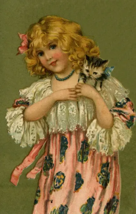Framed Print : Edwardian child with a kitten Framed Print : Edwardian child with a kitten