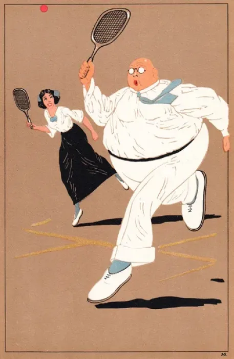 Framed Print : Edwardian couple playing tennis Framed Print : Edwardian couple playing tennis