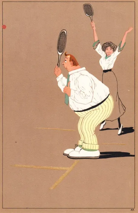 Framed Print : Edwardian couple playing tennis Framed Print : Edwardian couple playing tennis