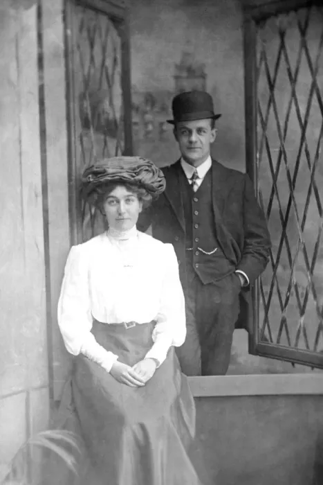Framed Print : Edwardian couple posing Framed Print : Edwardian couple posing