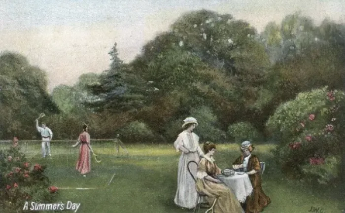 Framed Print : Edwardian Garden Scene Framed Print : Edwardian Garden Scene