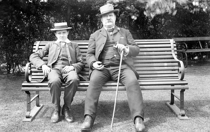 Framed Print : Edwardian gentleman and his son Framed Print : Edwardian gentleman and his son