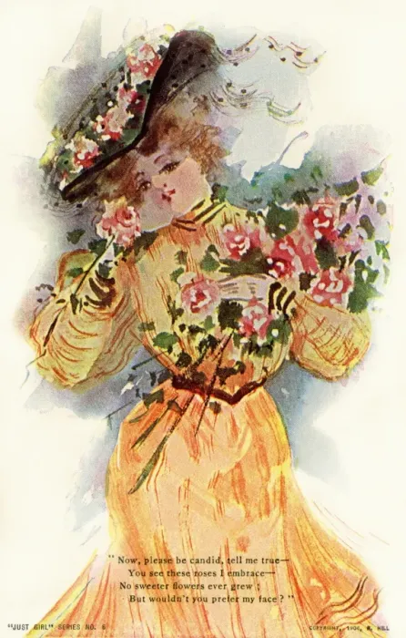 Framed Print : Edwardian girl with roses Framed Print : Edwardian girl with roses