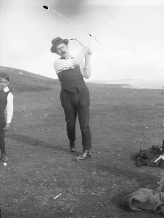 Framed Print : Edwardian golfer on the Pembrokeshire coast Framed Print : Edwardian golfer on the Pembrokeshire coast